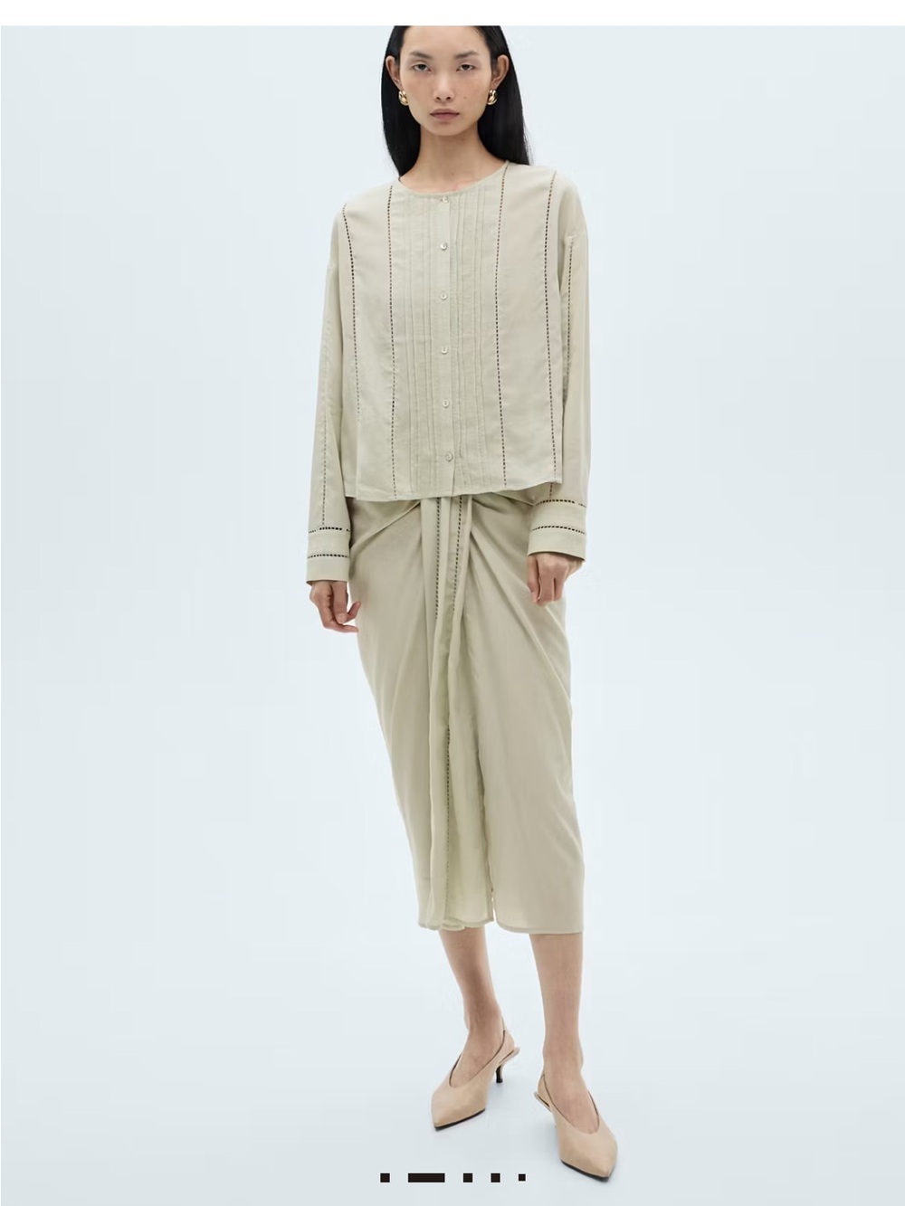 NWT MNG Lyocell/Linen 2 Piece Set (Midi Skirt and Blouse)